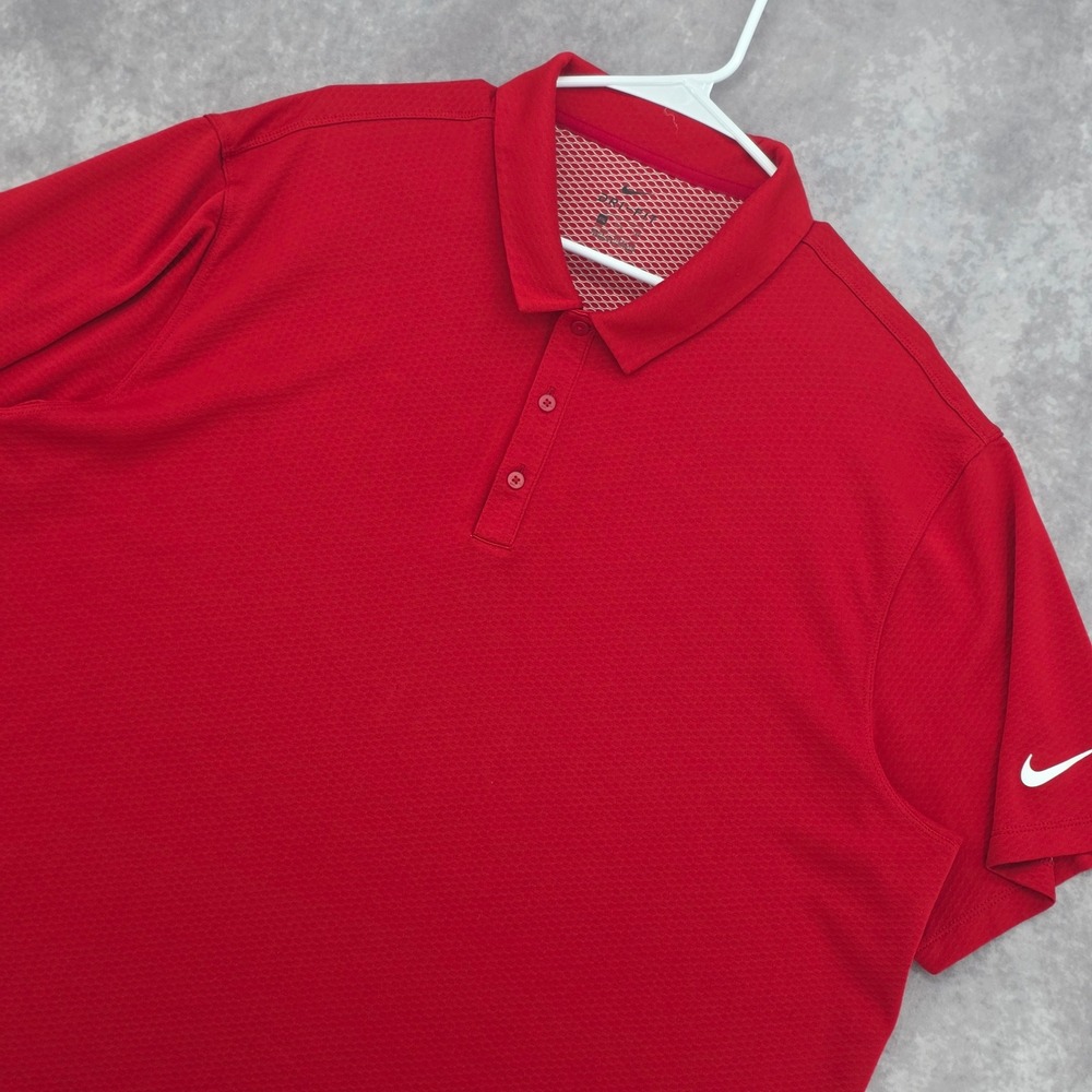 Nike Dri-FIT Mens XXL Red Golf Polo‎ Shirt Short Sleeve HoneyComb Performance